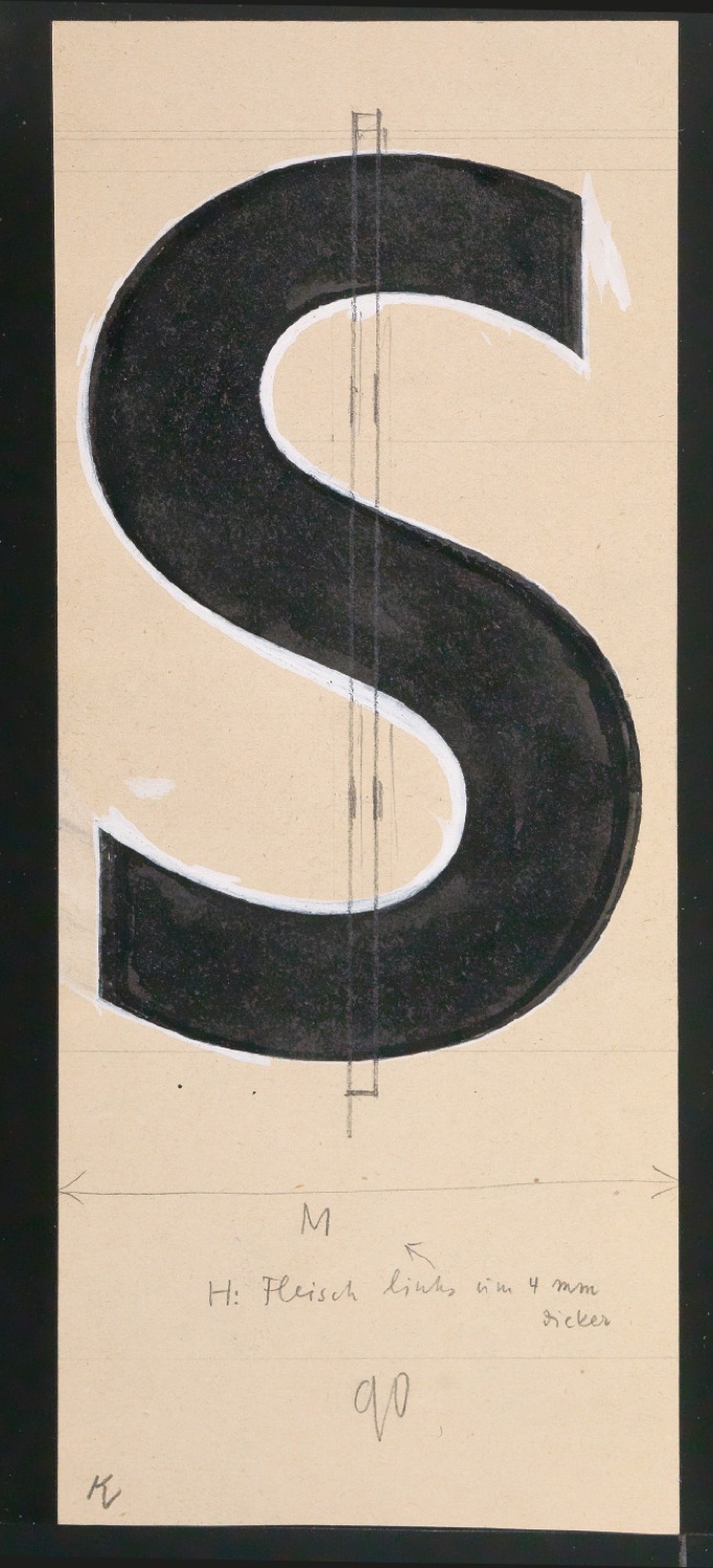 Entwurfszeichnungen Uhertype Dreiviertel Fette Grotesk — Blatt 33