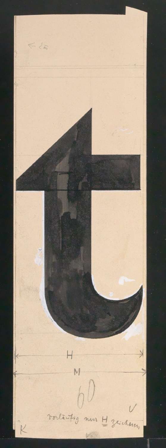 Entwurfszeichnungen Uhertype Dreiviertel Fette Grotesk — Blatt 59