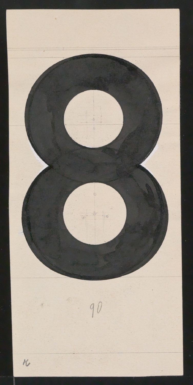 Entwurfszeichnungen Uhertype Dreiviertel Fette Grotesk — Blatt 87