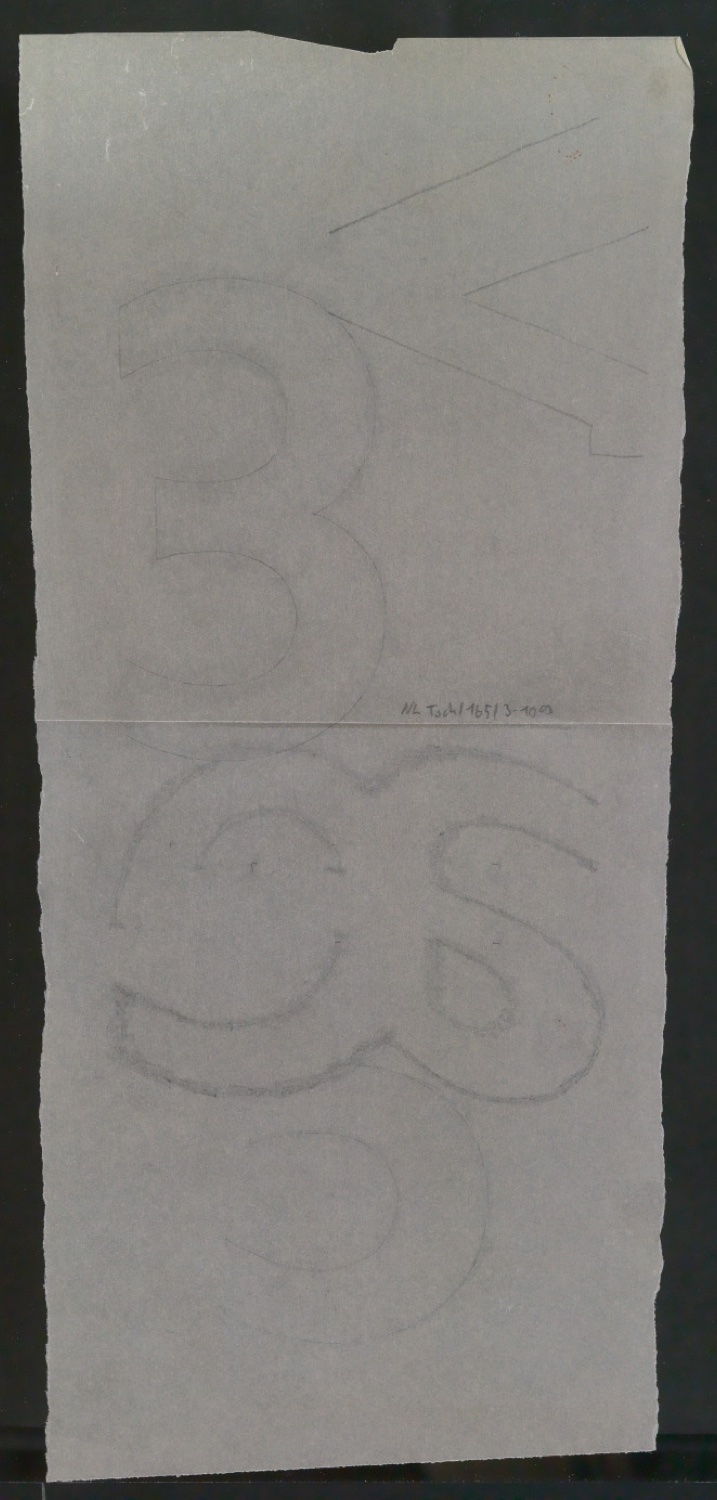 Entwurfszeichnungen Uhertype Dreiviertel Fette Grotesk — Blatt 223
