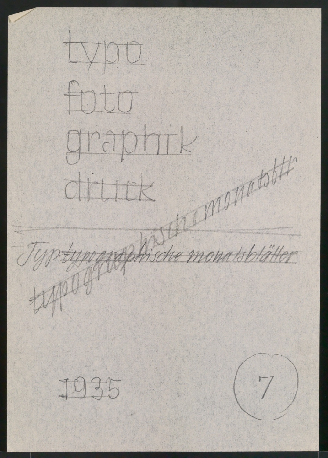 Entwurfszeichnungen für den Umschläge von Typographische Monatsblätter — Blatt 5