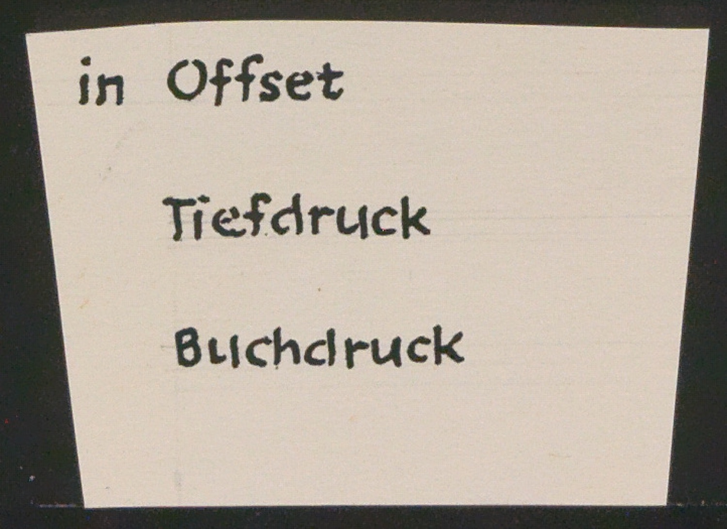 Entwurfsskizzen, Typoskripte und Notizen für Uhertype Prospekt — Blatt 3