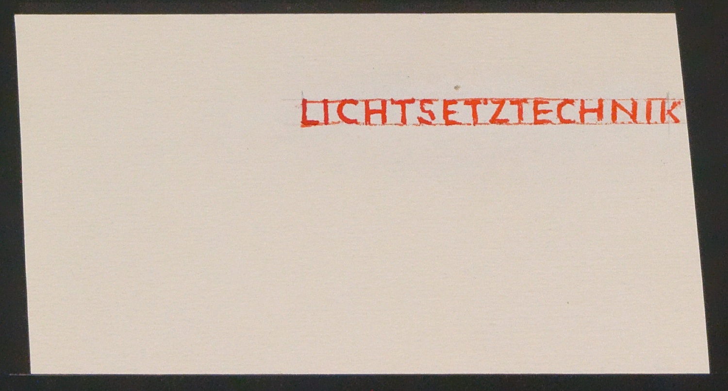Entwurfsskizzen, Typoskripte und Notizen für Uhertype Prospekt — Blatt 5