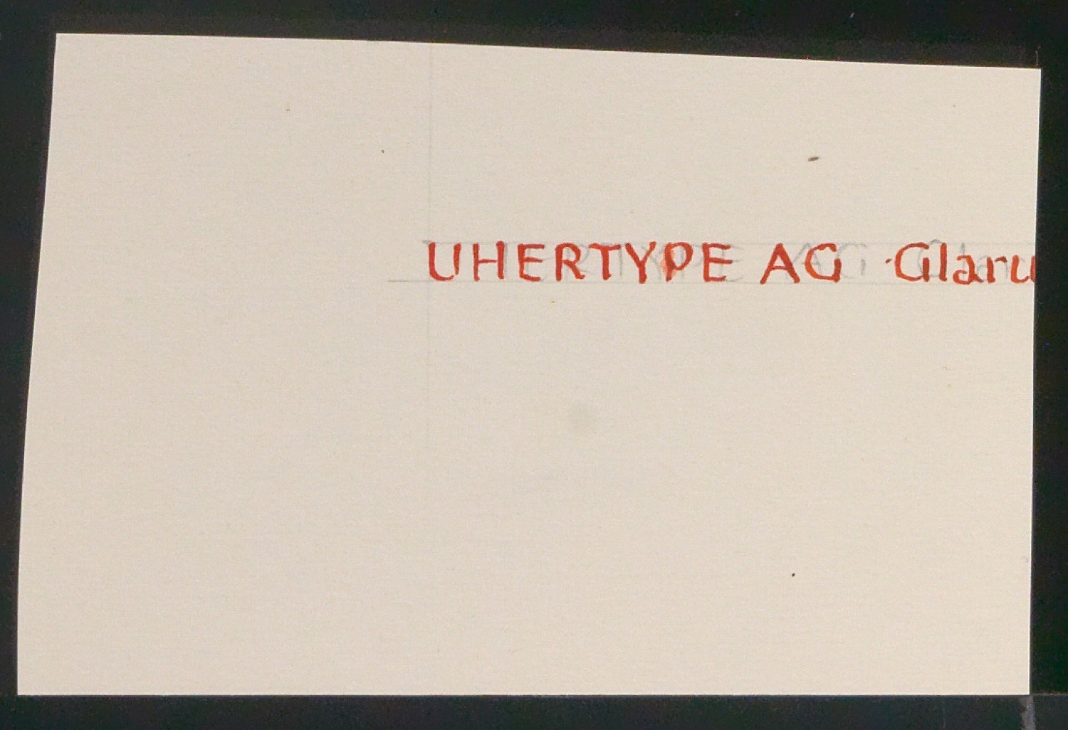Entwurfsskizzen, Typoskripte und Notizen für Uhertype Prospekt — Blatt 11