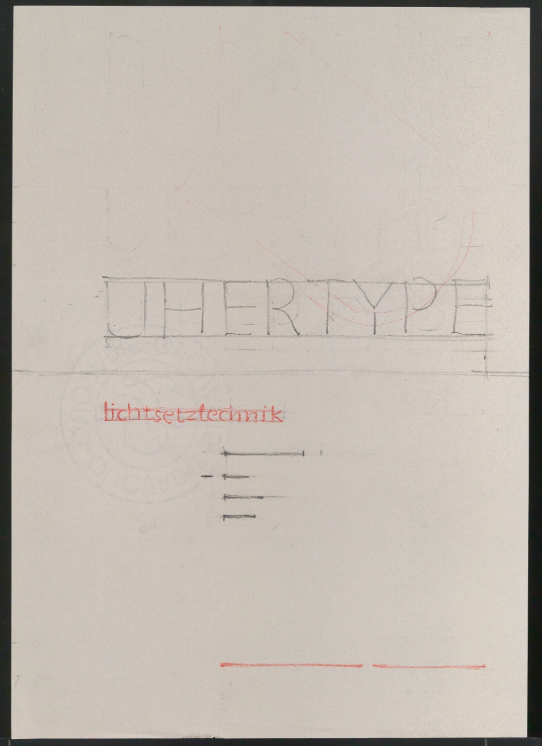 Entwurfsskizzen, Typoskripte und Notizen für Uhertype Prospekt — Blatt 43
