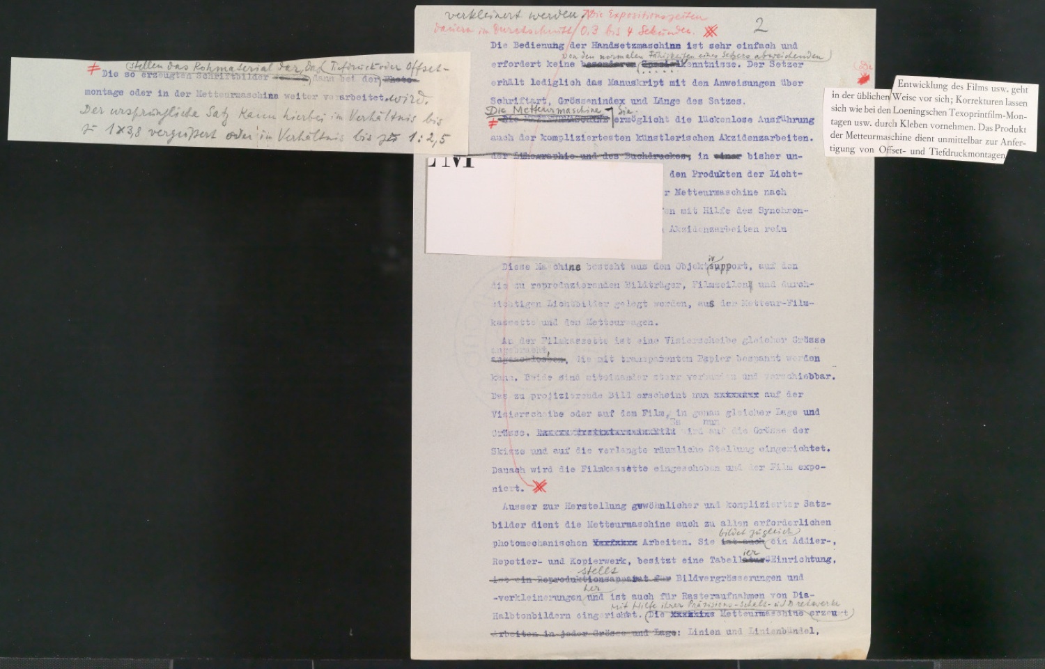 Entwurfsskizzen, Typoskripte und Notizen für Uhertype Prospekt — Blatt 59
