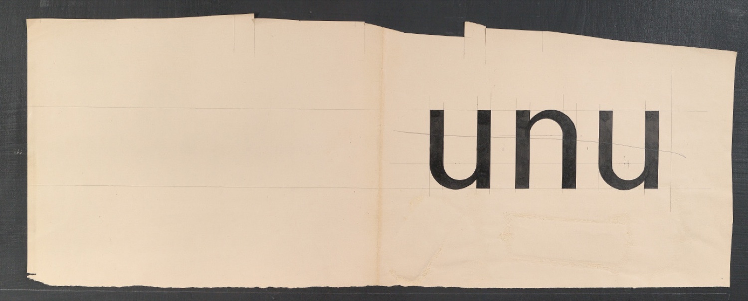 Entwurfszeichnungen Uhertype Standard-Grotesk — Blatt 1