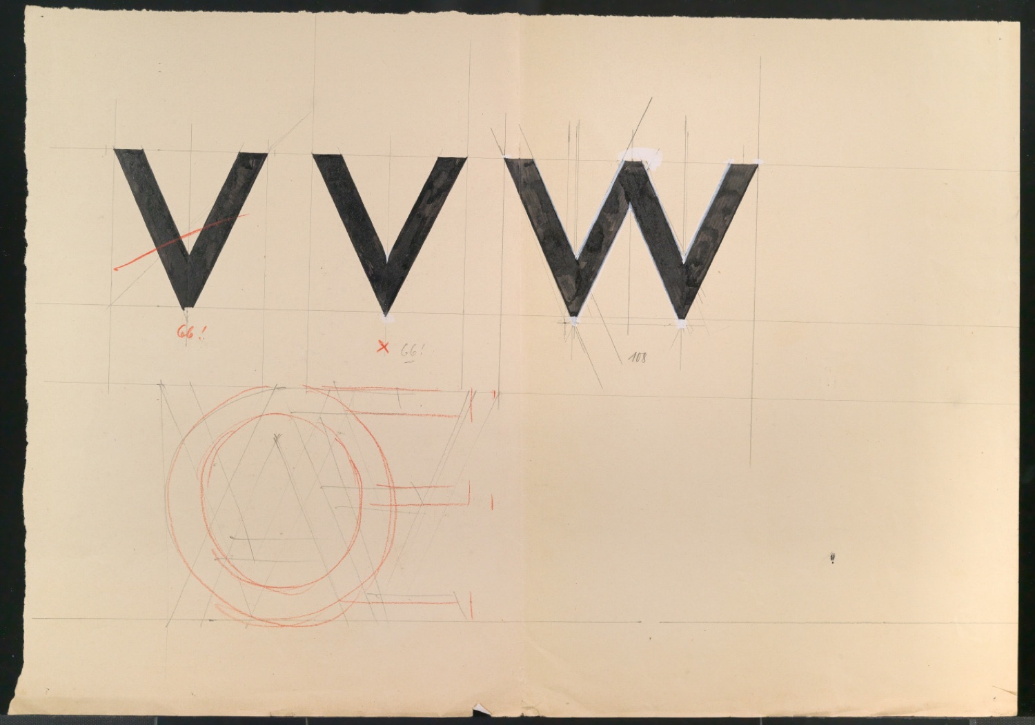 Mappe mit Entwurfszeichnungen Uhertype Standard-Grotesk Halbfett, erledigte Skizzen (ungültige) — Blatt 3