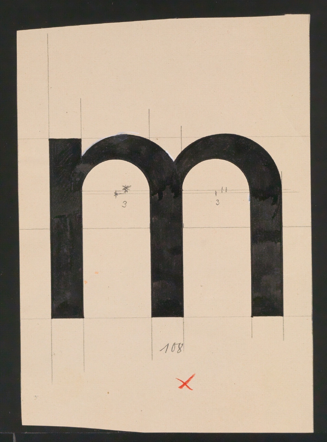Mappe mit Entwurfszeichnungen Uhertype Standard-Grotesk Halbfett, erledigte Skizzen (ungültige) — Blatt 11