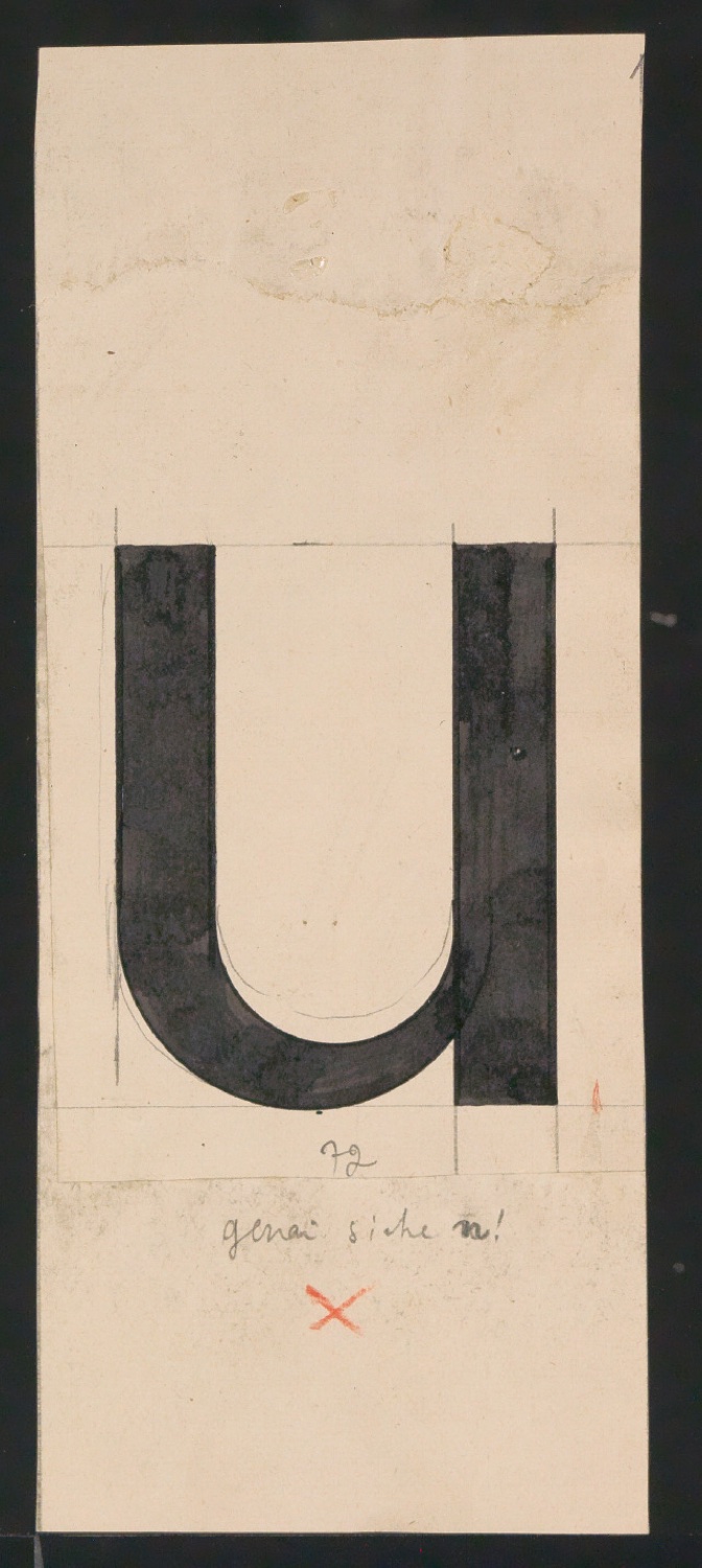 Mappe mit Entwurfszeichnungen Uhertype Standard-Grotesk Halbfett, erledigte Skizzen (ungültige) — Blatt 25