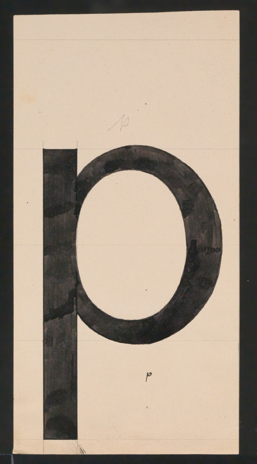 Mappe mit Entwurfszeichnungen Uhertype Standard-Grotesk Halbfett, erledigte Skizzen (ungültige) — Blatt 37