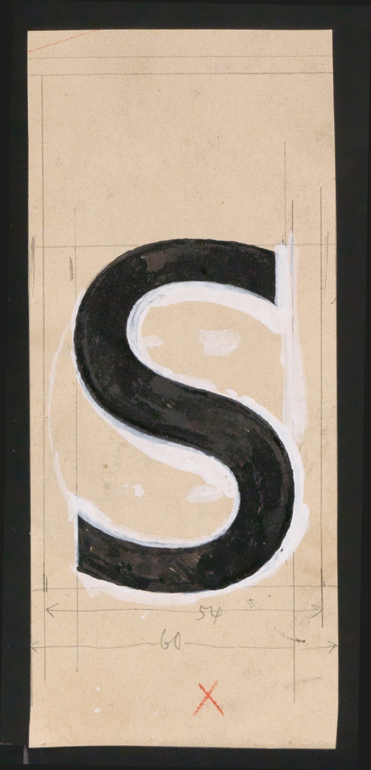 Mappe mit Entwurfszeichnungen Uhertype Standard-Grotesk Halbfett, erledigte Skizzen (ungültige) — Blatt 43