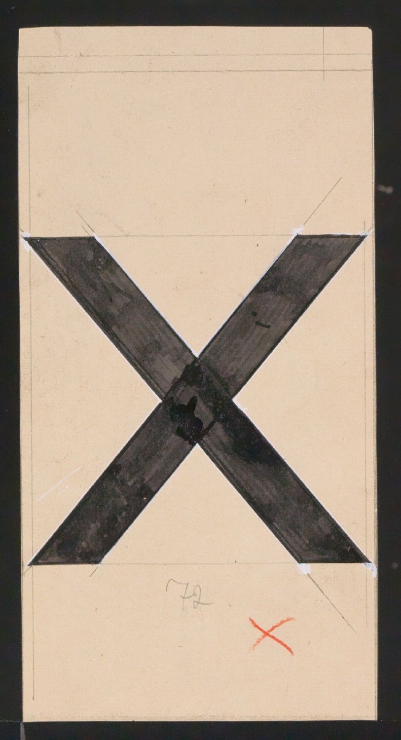 Mappe mit Entwurfszeichnungen Uhertype Standard-Grotesk Halbfett, erledigte Skizzen (ungültige) — Blatt 49