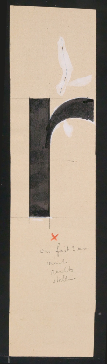 Mappe mit Entwurfszeichnungen Uhertype Standard-Grotesk Halbfett, erledigte Skizzen (ungültige) — Blatt 59