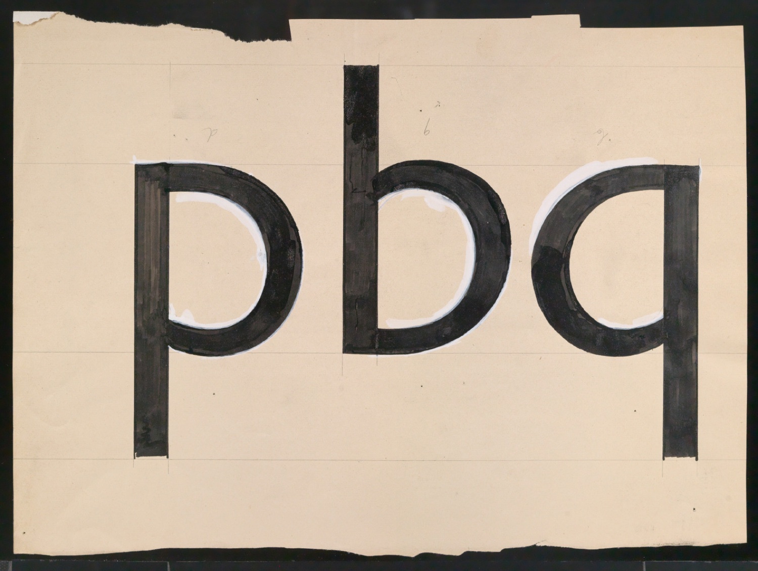 Mappe mit Entwurfszeichnungen Uhertype Standard-Grotesk Halbfett, erledigte Skizzen (ungültige) — Blatt 61