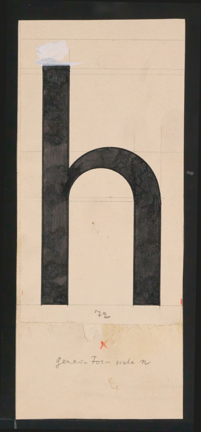 Mappe mit Entwurfszeichnungen Uhertype Standard-Grotesk Halbfett, erledigte Skizzen (ungültige) — Blatt 63