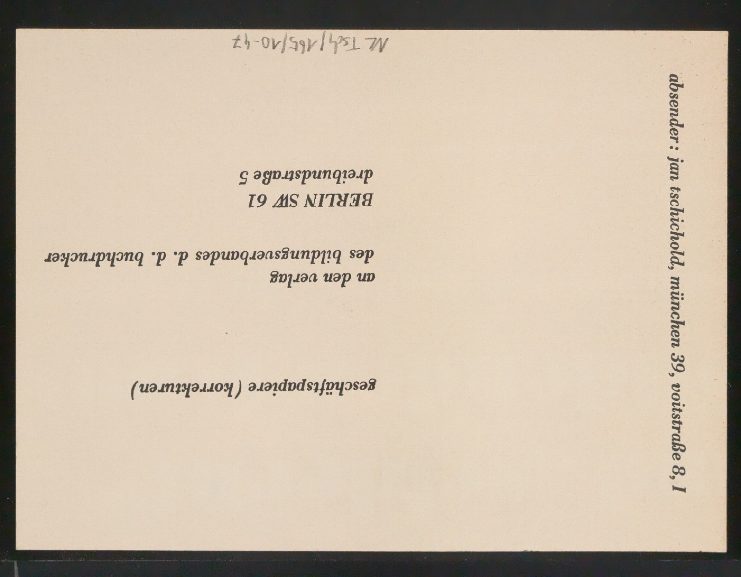 Mappe mit Entwurfszeichnungen Uhertype Standard-Grotesk Halbfett, erledigte Skizzen (ungültige) — Blatt 100