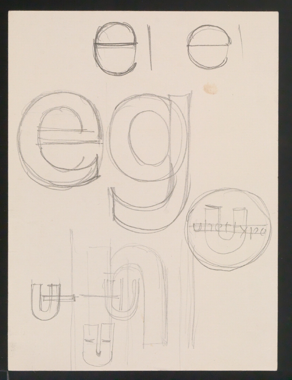 Mappe mit Entwurfszeichnungen Uhertype Standard-Grotesk Halbfett, erledigte Skizzen (ungültige) — Blatt 103