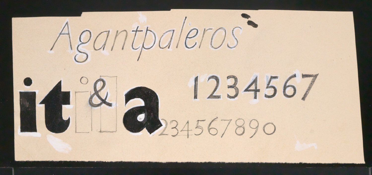 Mappe mit Entwurfszeichnungen Uhertype Standard-Grotesk Halbfett, erledigte Skizzen (ungültige) — Blatt 117