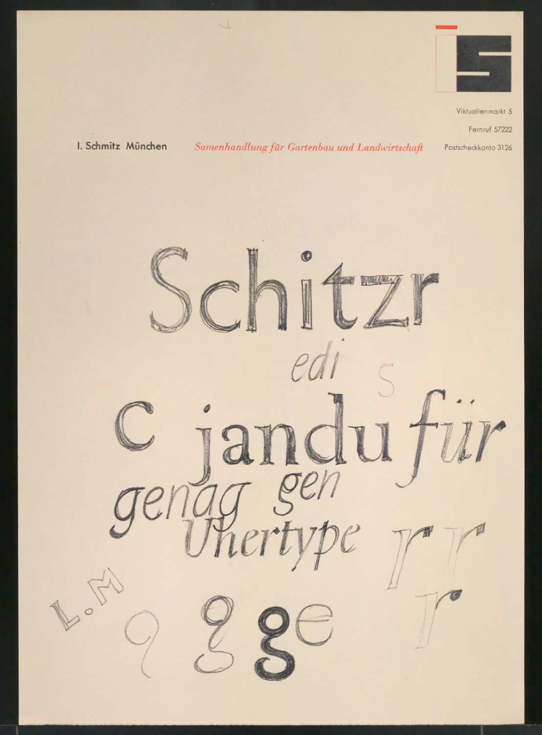 Mappe mit Entwurfszeichnungen Uhertype Standard-Grotesk Halbfett, erledigte Skizzen (ungültige) — Blatt 121