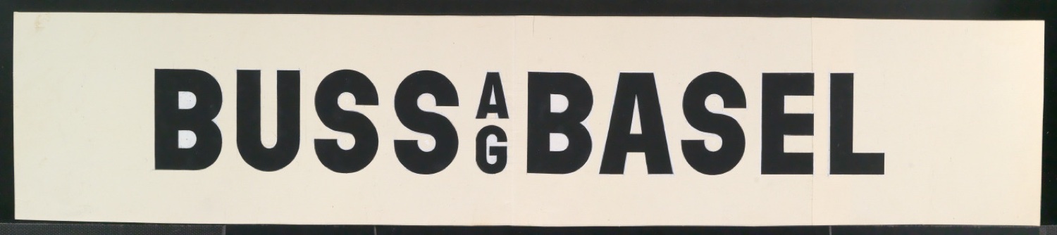 Entwurfszeichnung für einen Schriftzug Buss AG Basel — Blatt 1