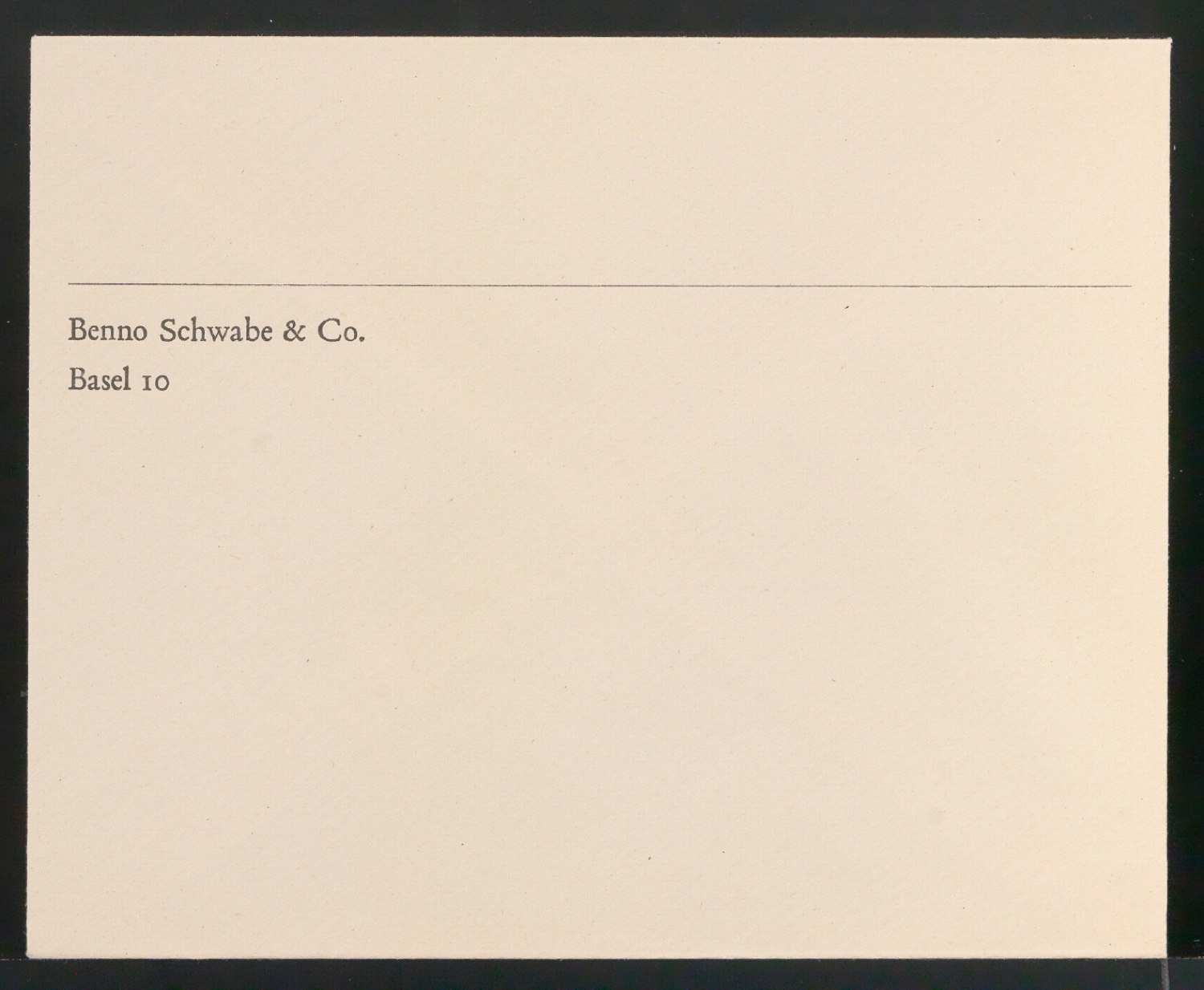 Geschäftdrucksachen für Benno Schwabe & Co — Blatt 1