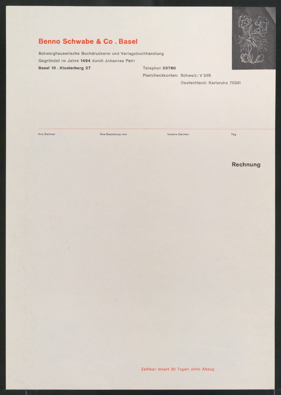 Geschäftdrucksachen für Benno Schwabe & Co — Blatt 13