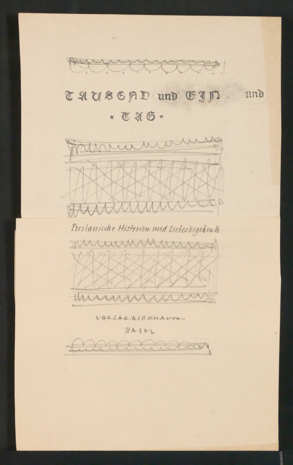 Entwurfszeichnungen für Titelblätter und Einbände verschiedener Verlage — Blatt 21