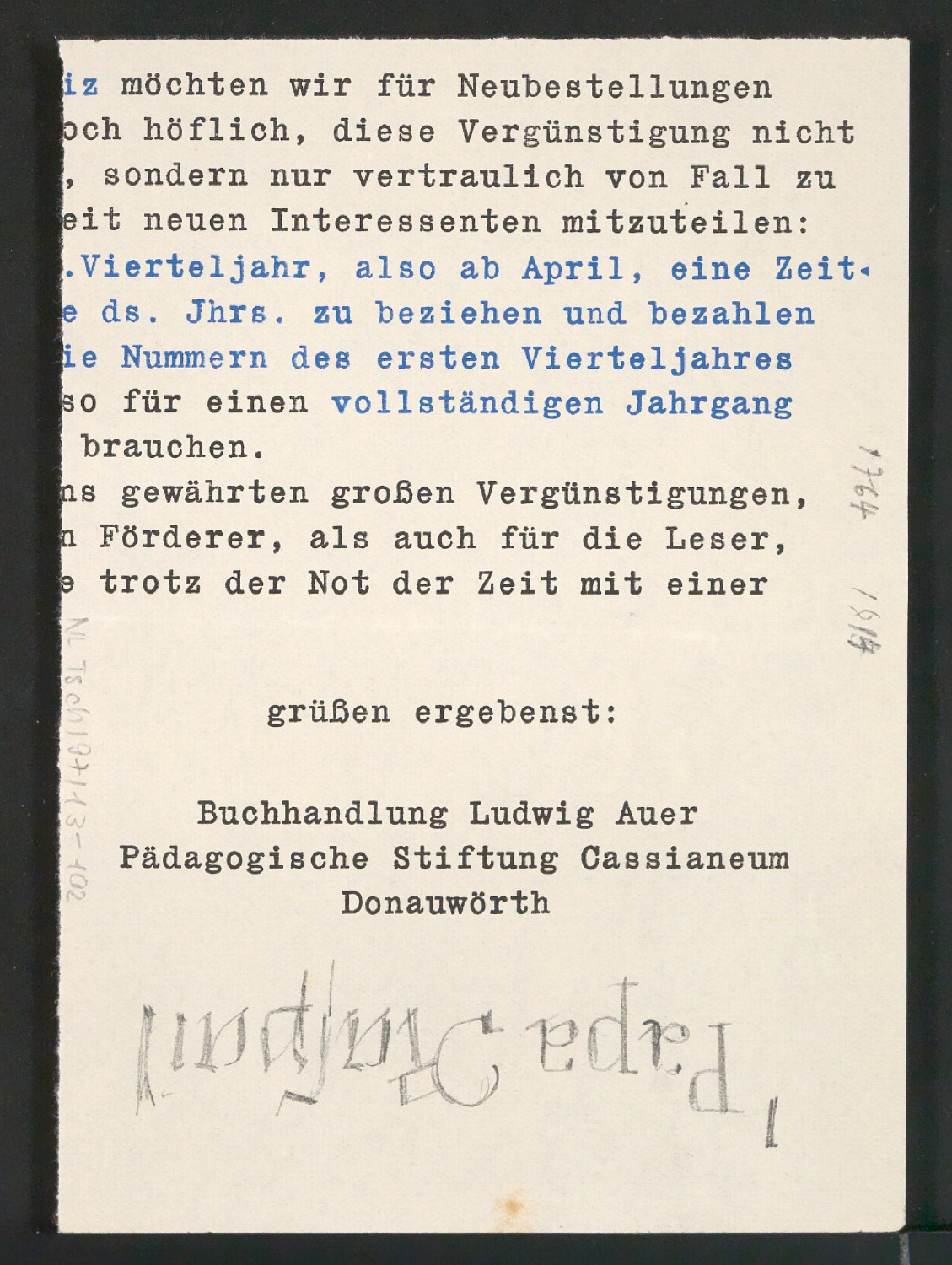 Entwurfszeichnungen für Frakturschriften — Blatt 10