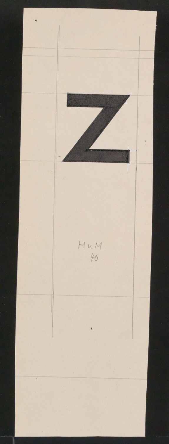 Mappe mit Entwurfszeichnungen Uhertype Halbfette Standard-Grotesk Supérieures — Blatt 23