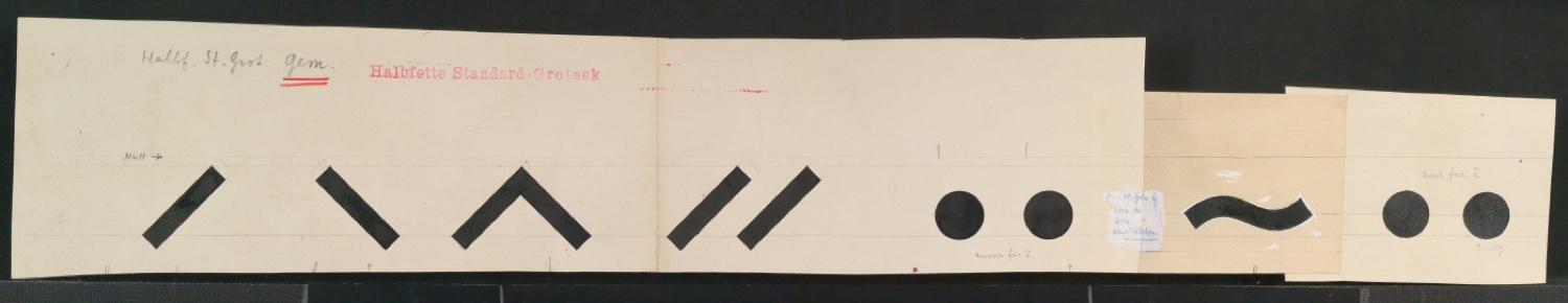 Mappe mit Entwurfszeichnungen Uhertype Halbfette Standard-Grotesk Gemeine — Blatt 69
