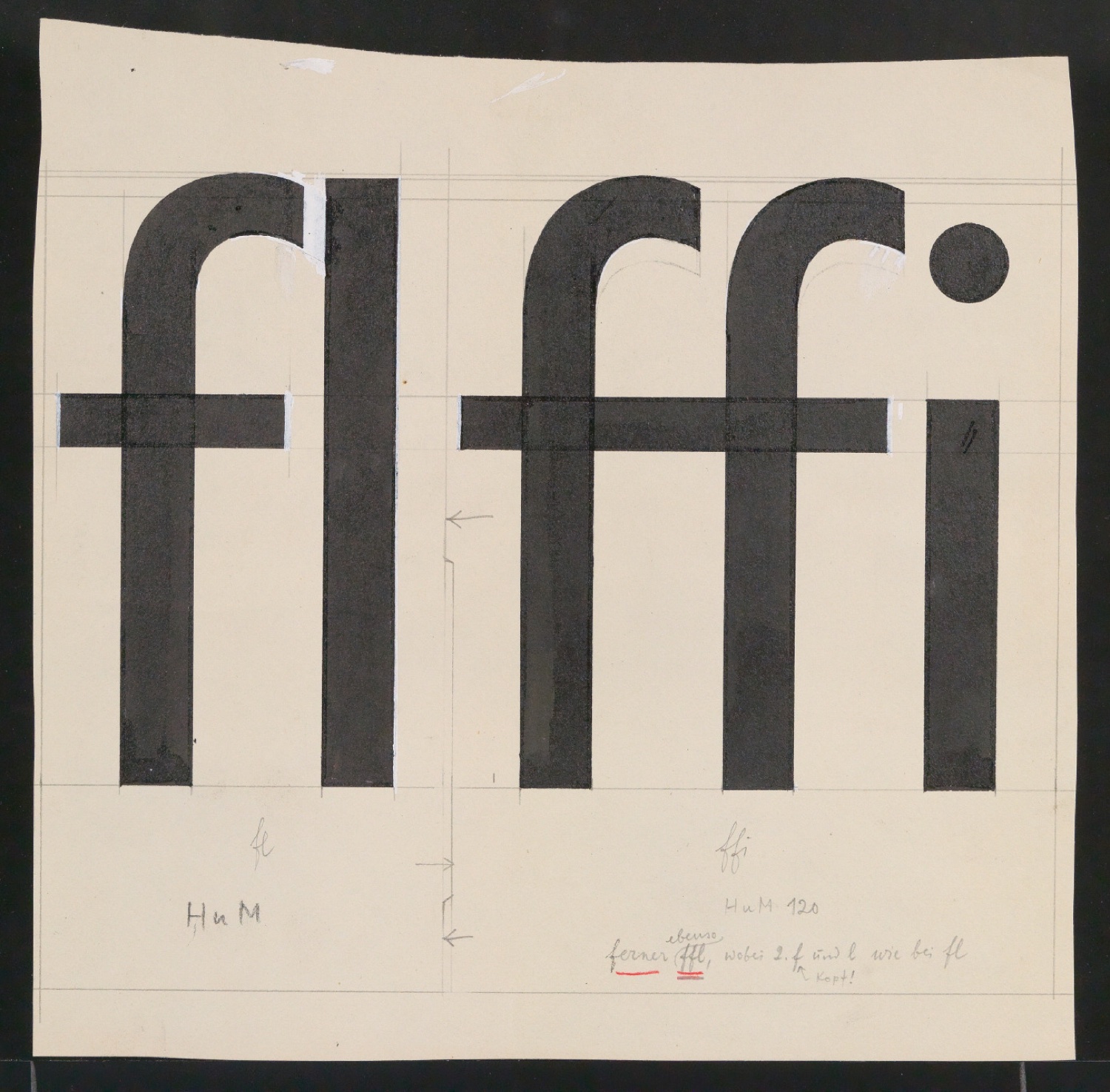 Mappe mit Entwurfszeichnungen Uhertype Halbfette Standard-Grotesk Gemeine — Blatt 73
