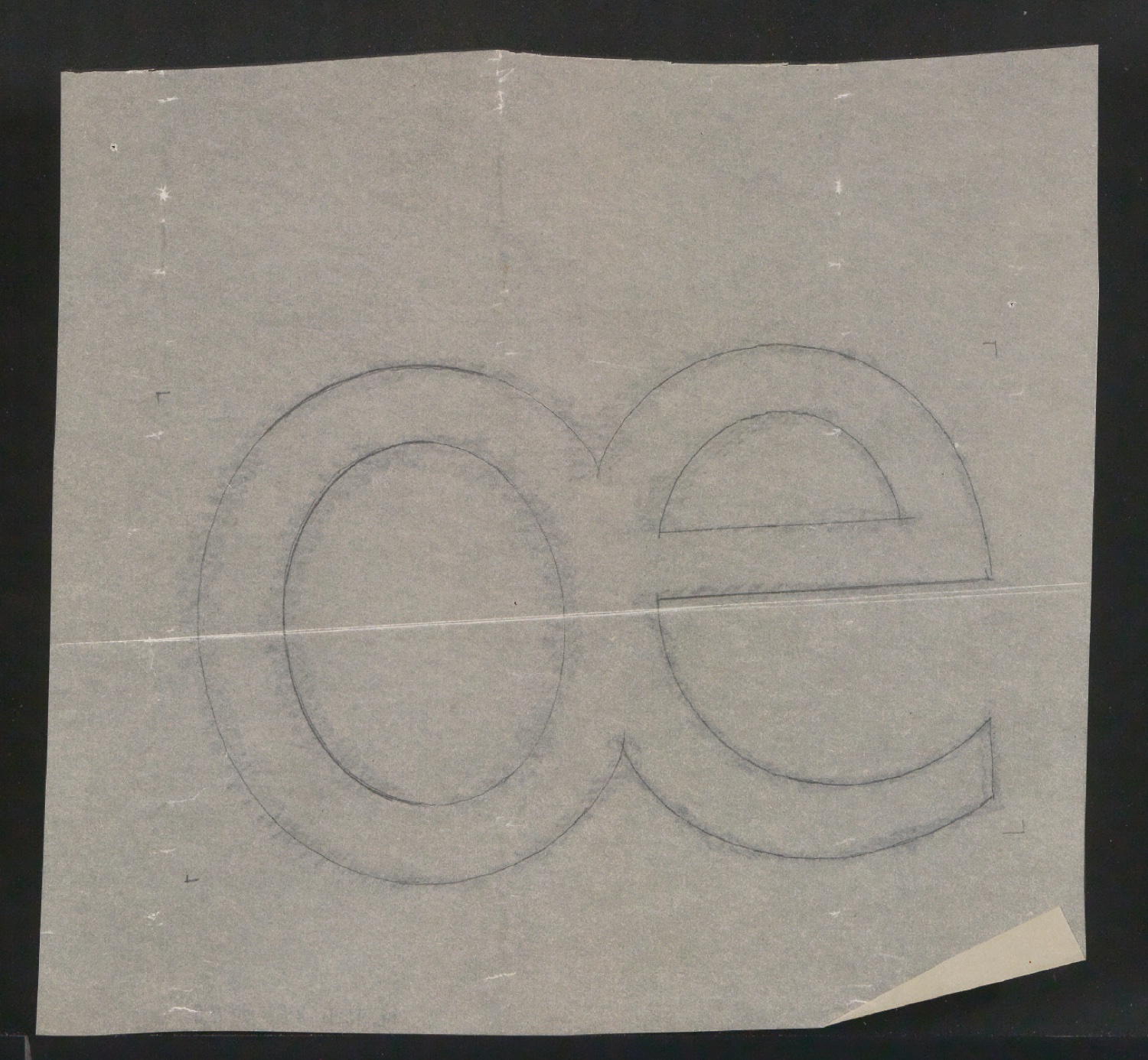 Mappe mit Entwurfszeichnungen Uhertype Halbfette Standard-Grotesk Pausen auf Transparentpapier — Blatt 57