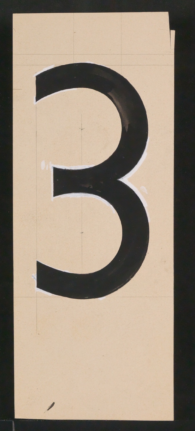 Mappe mit Entwurfszeichnungen Uhertype Halbfette Standard-Grotesk Ziffern — Blatt 31