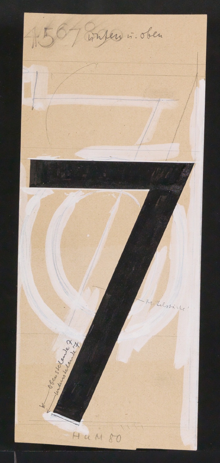 Mappe mit Entwurfszeichnungen Uhertype Halbfette Standard-Grotesk Ziffern — Blatt 39