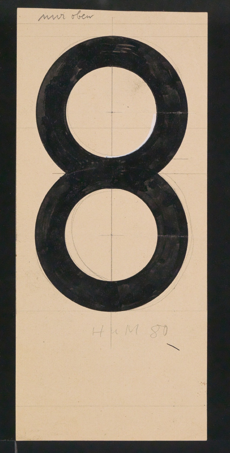 Mappe mit Entwurfszeichnungen Uhertype Halbfette Standard-Grotesk Ziffern — Blatt 41
