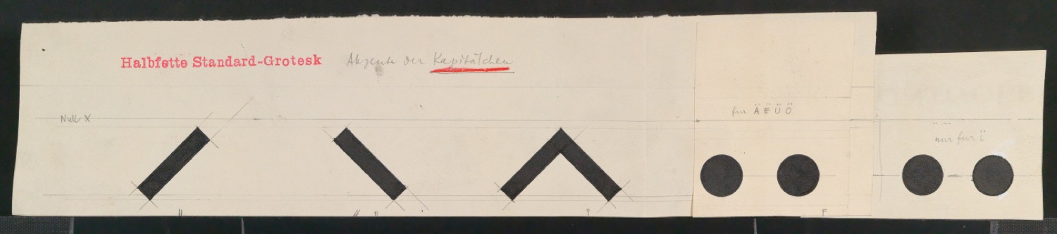 Mappe mit Entwurfszeichnungen Uhertype Halbfette Standard-Grotesk Kapitälchen — Blatt 57