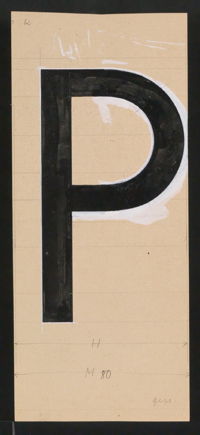 Mappe mit Entwurfszeichnungen Uhertype Halbfette Standard-Grotesk Versalien — Blatt 1