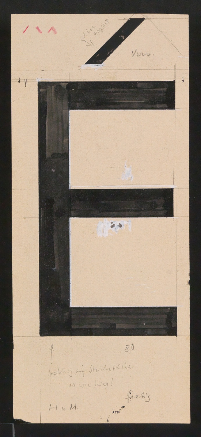 Mappe mit Entwurfszeichnungen Uhertype Halbfette Standard-Grotesk Versalien — Blatt 3