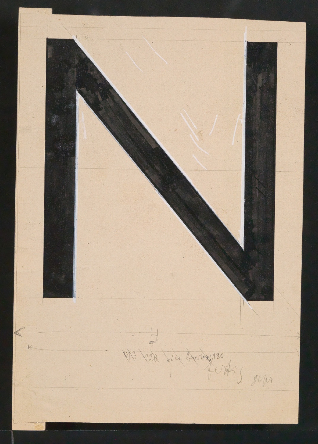 Mappe mit Entwurfszeichnungen Uhertype Halbfette Standard-Grotesk Versalien — Blatt 17