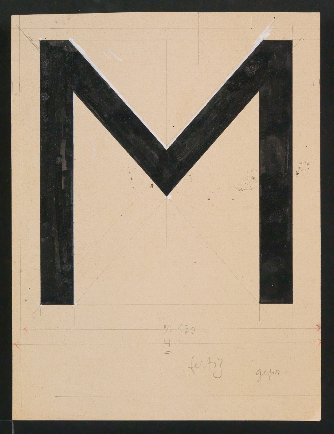 Mappe mit Entwurfszeichnungen Uhertype Halbfette Standard-Grotesk Versalien — Blatt 19