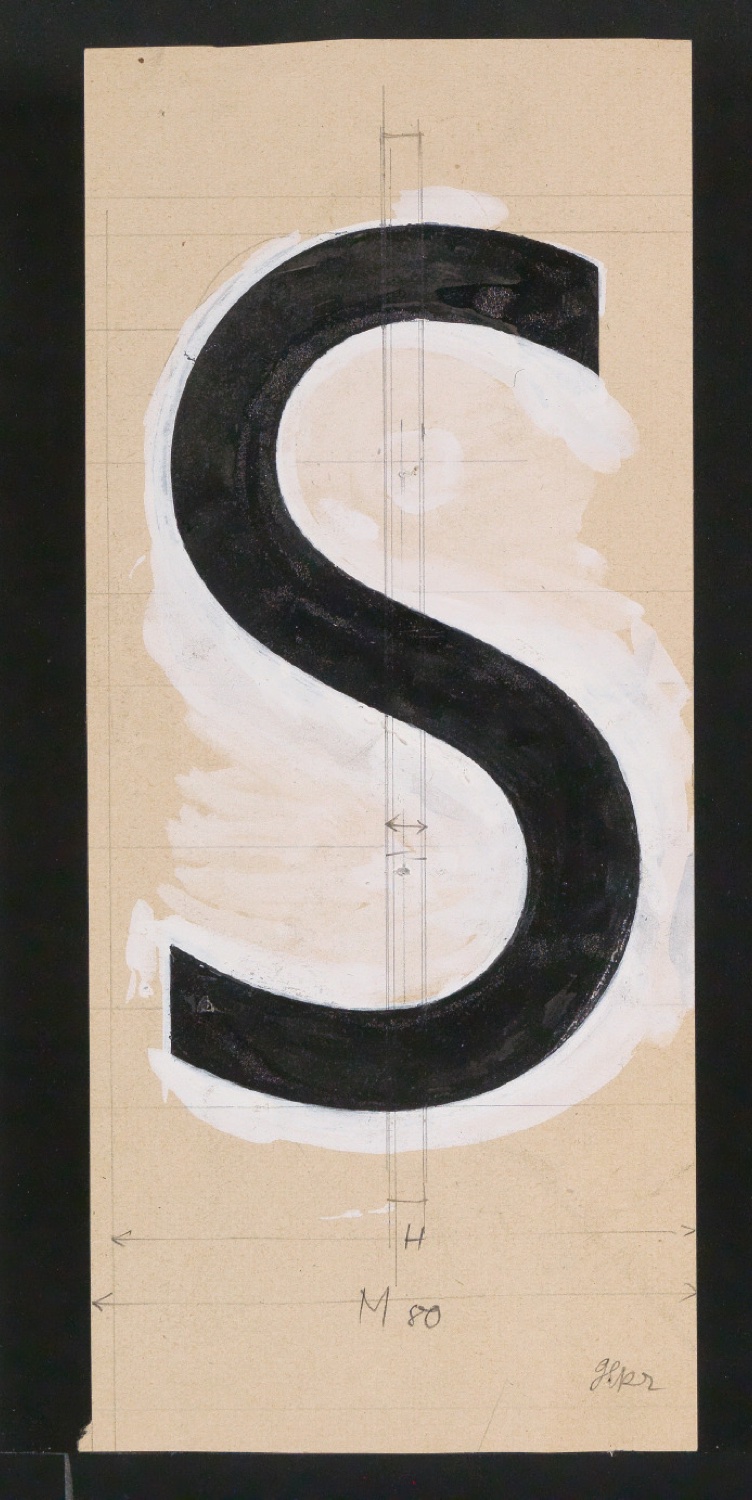 Mappe mit Entwurfszeichnungen Uhertype Halbfette Standard-Grotesk Versalien — Blatt 35