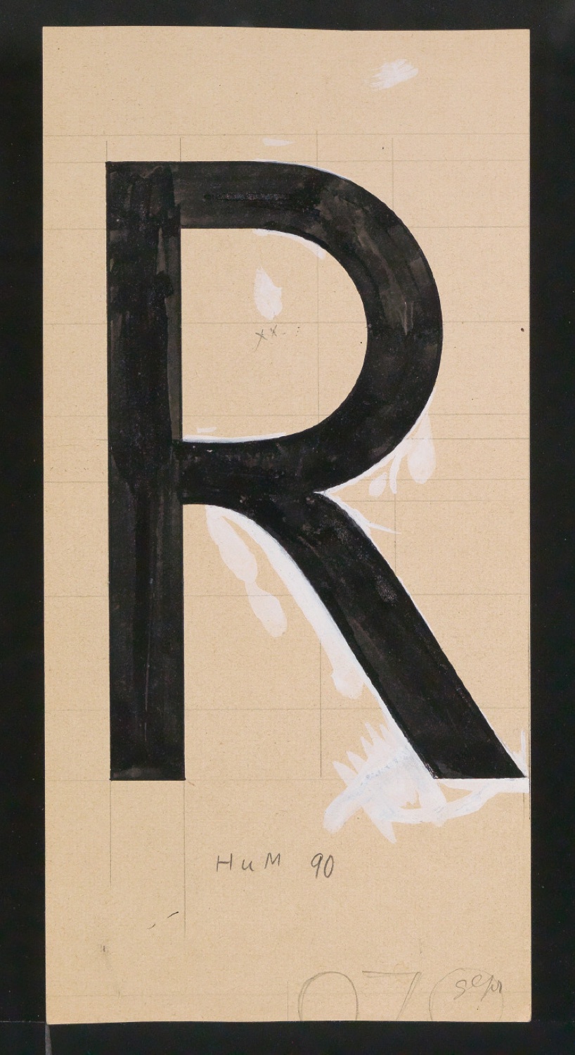 Mappe mit Entwurfszeichnungen Uhertype Halbfette Standard-Grotesk Versalien — Blatt 37