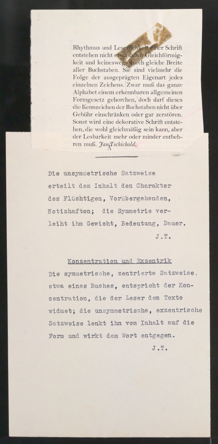 Konvolut Notizen und Zitate zu den Vorzügen der klassischen Typografie — Blatt 7