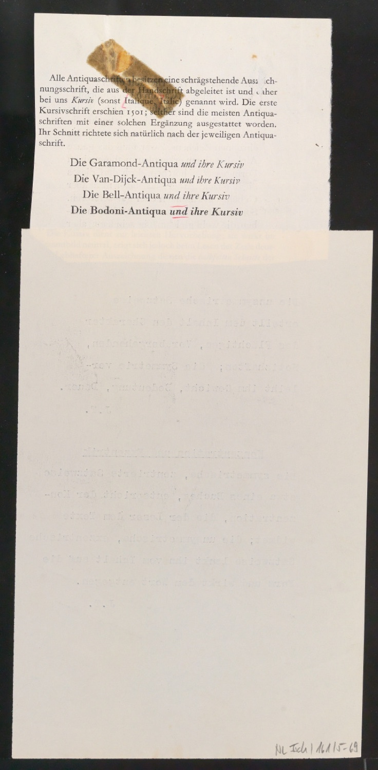 Konvolut Notizen und Zitate zu den Vorzügen der klassischen Typografie — Blatt 8