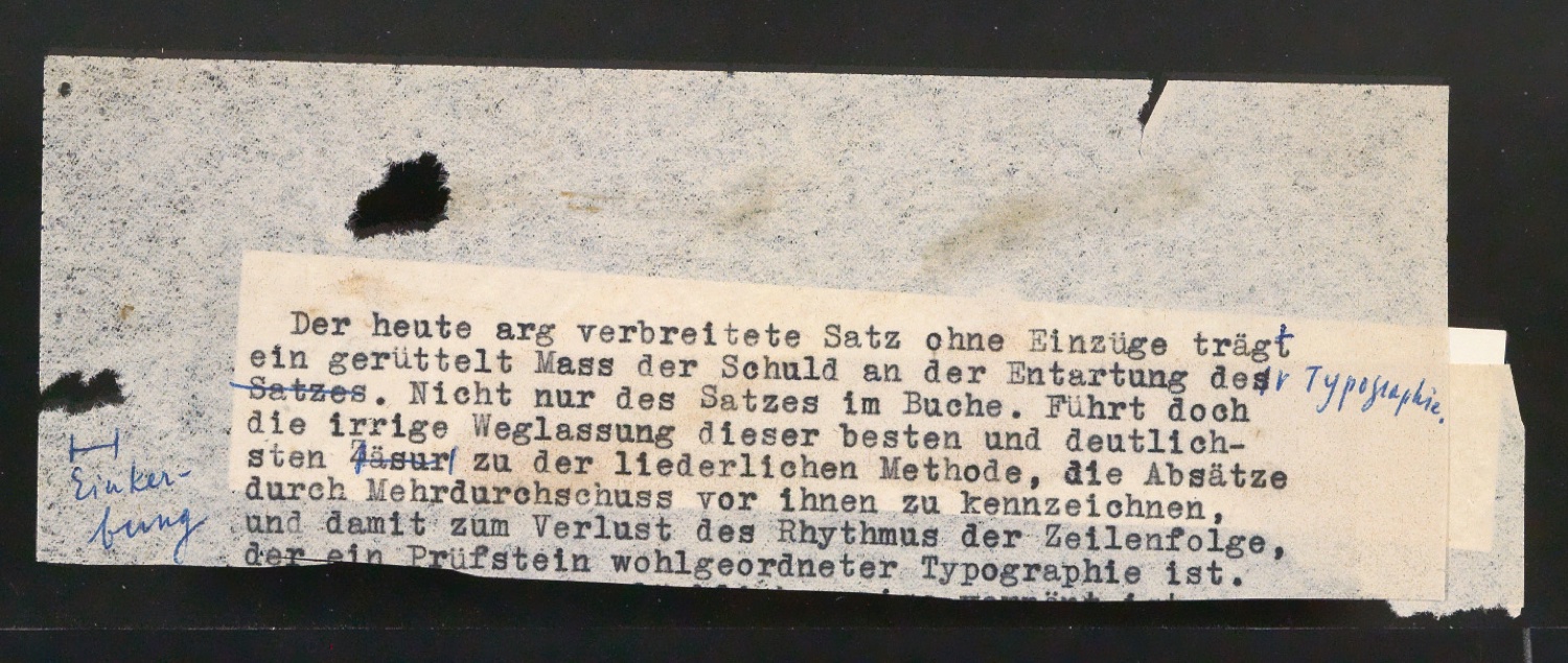 Konvolut Notizen und Zitate zu den Vorzügen der klassischen Typografie — Blatt 13