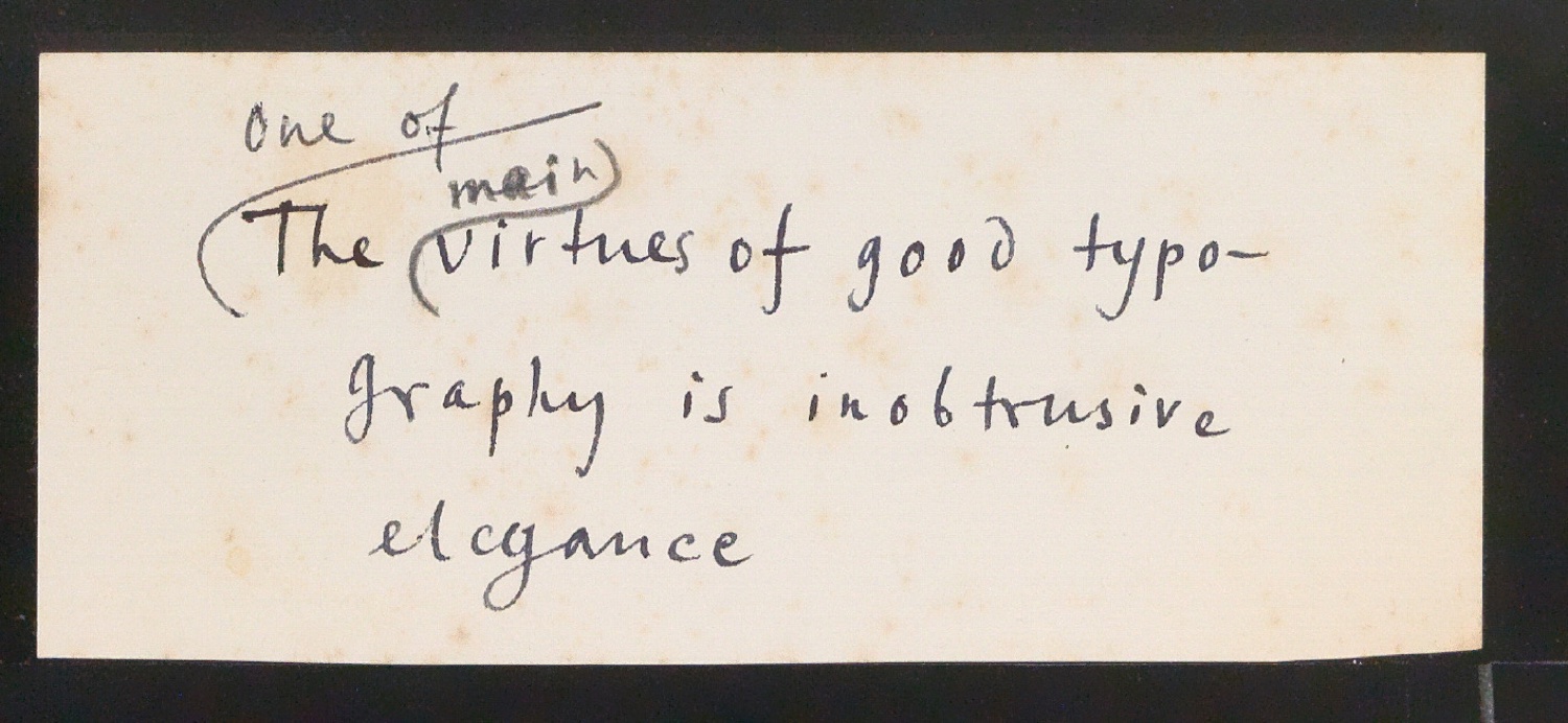 Konvolut Notizen und Zitate zu den Vorzügen der klassischen Typografie — Blatt 29
