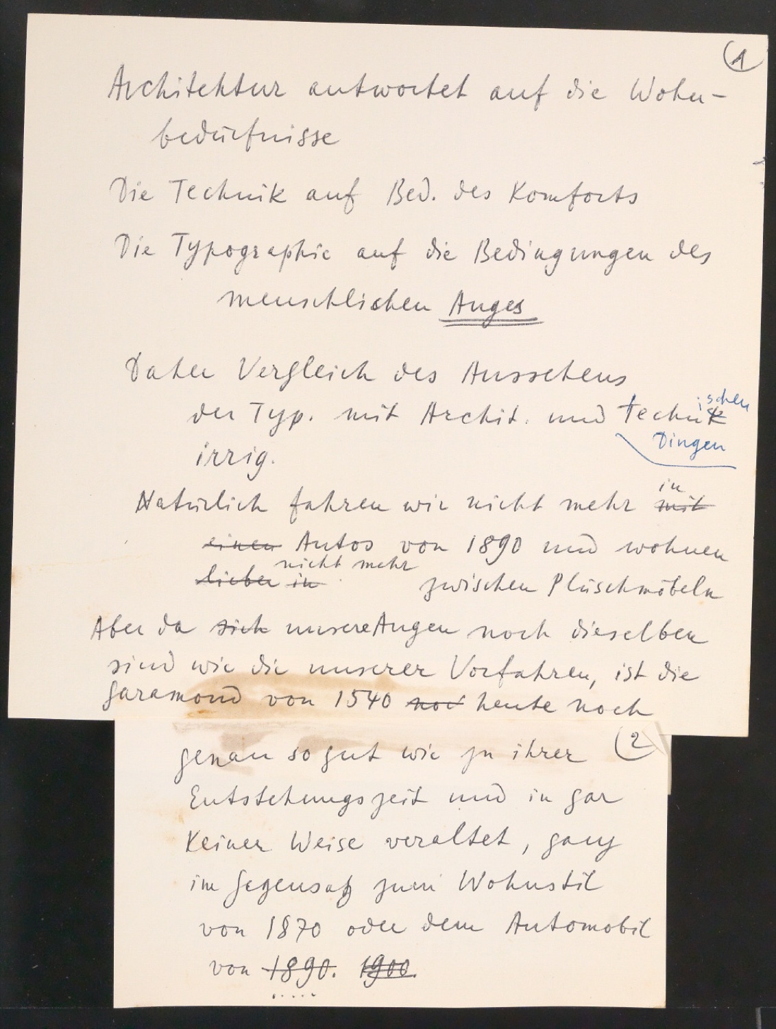 Konvolut Notizen und Zitate zu den Vorzügen der klassischen Typografie — Blatt 39