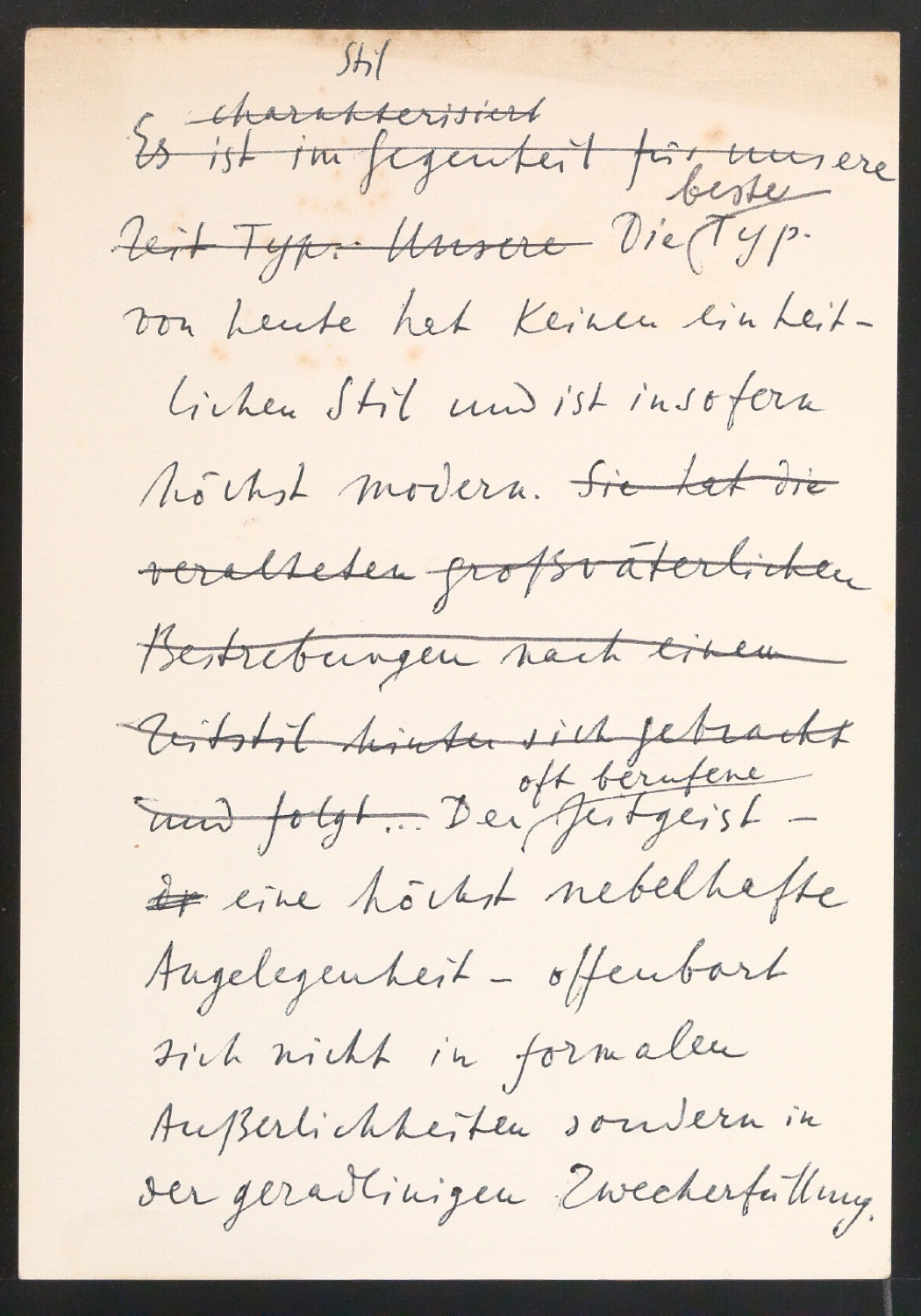 Konvolut Notizen und Zitate zu den Vorzügen der klassischen Typografie — Blatt 41