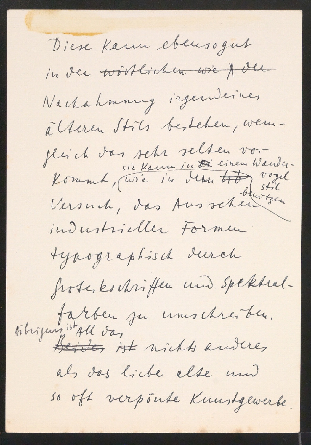 Konvolut Notizen und Zitate zu den Vorzügen der klassischen Typografie — Blatt 43